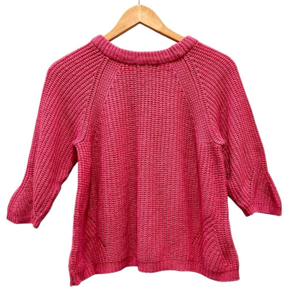 Zara Knit Hot Pink Chunky Sweater Pullover Cozy Raglan Sleeve Top Size L - Picture 2 of 5